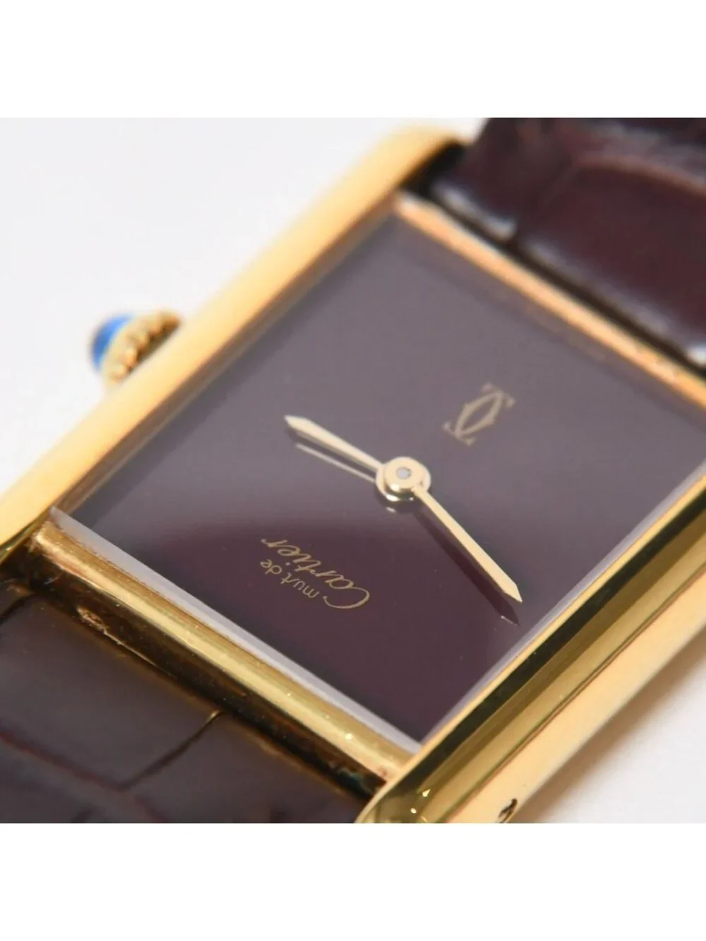 Cartier Tank LM Vermeil Must LM Watch Leather Bordeaux Dial Manual Wind
